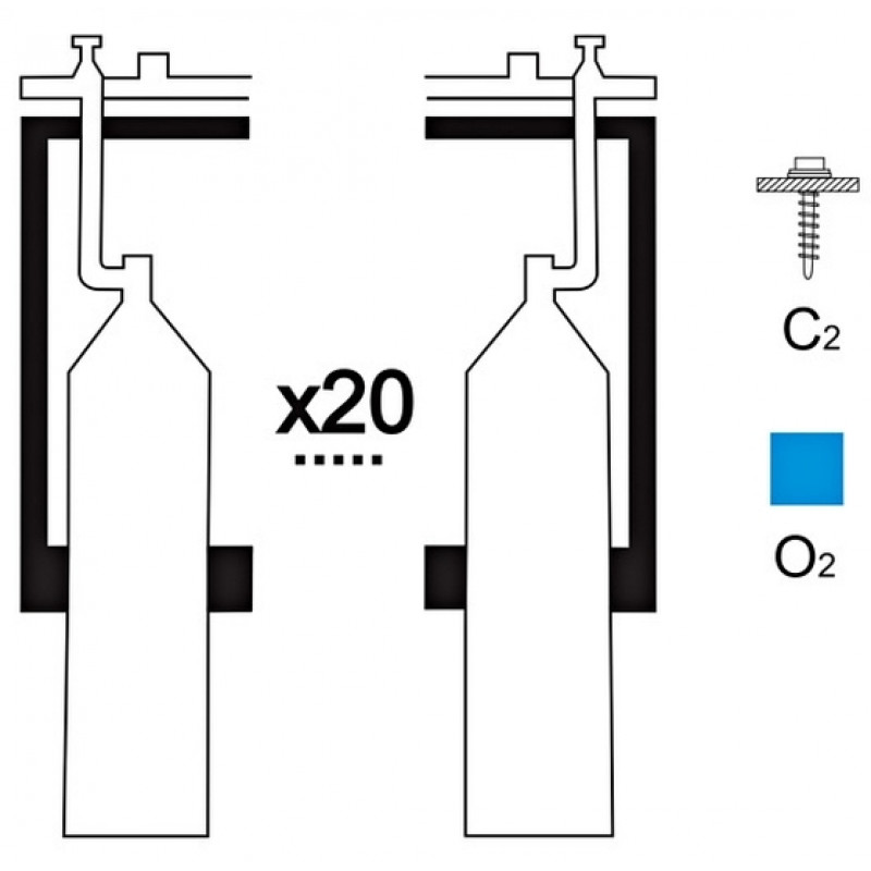 Газовая рампа кислородная АВТОГЕНТЕХМАШ РКР-20с2 (20 бал.,двухплеч.,редук.РКЗ-500) стационарн.