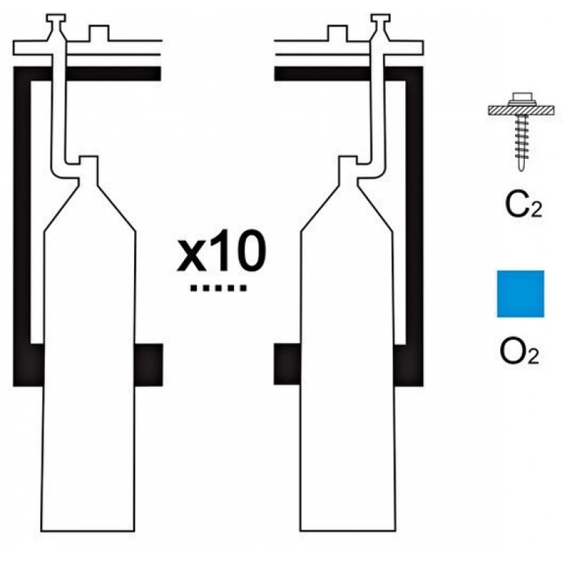 Газовая рампа кислородная АВТОГЕНТЕХМАШ РКР-10с2 (10 бал.,двухплеч.,редук.РКЗ-500) стационарн.