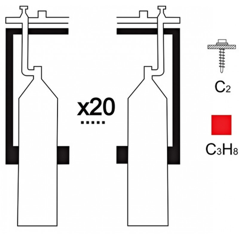 Газовая рампа пропановая АВТОГЕНТЕХМАШ РПР-20с2 (20 бал.,двухплеч.,редук.РПО 25-1) стационарн.
